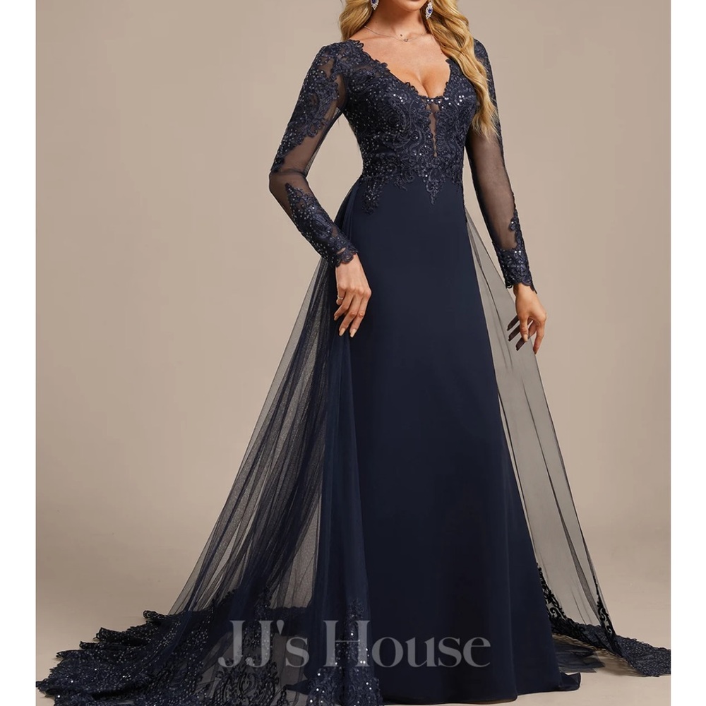 JJs House Blue Bishop Sleeve Sweetheart Gown